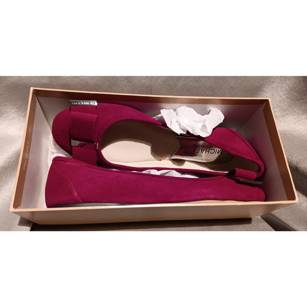 Michael Kors Kiera Suede Ballet Flats Deep Pink Size 6 M New In Box $125.00 MSRP